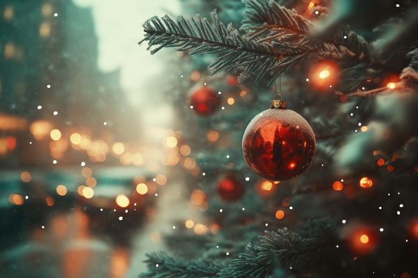 Christmas Ball Decoration on Outdoor Tree Free Image