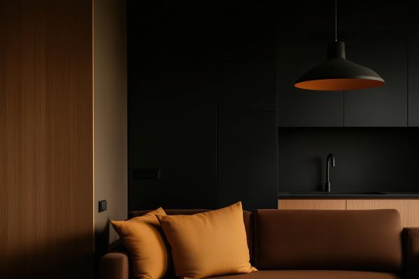 Dark Black and Gold Modern Apartment Interior Free Image