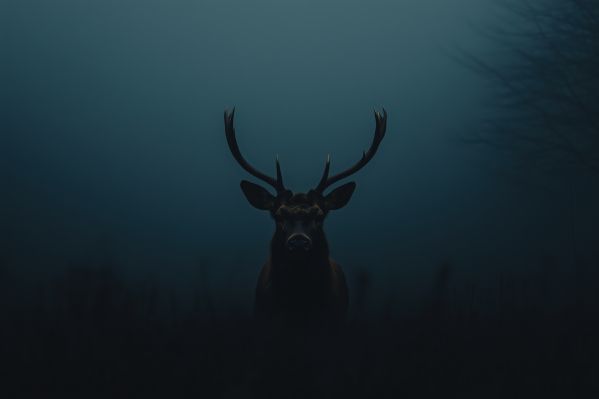 Deer in Dark Mist Free Image