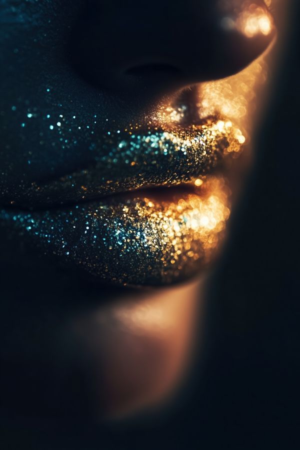 Fashion Make-Up Glitter Lips Free Image
