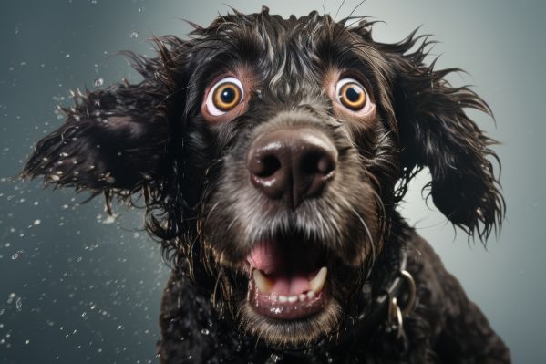 Funny Scared Dog Shaking Off Water Free Image