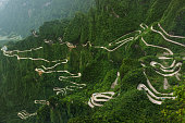 Mountains road in Tianmenshan nature park - China