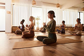 Relaxing meditation exercises in Yoga studio!