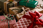 Abundance of beautiful, rustic Christmas gift boxes