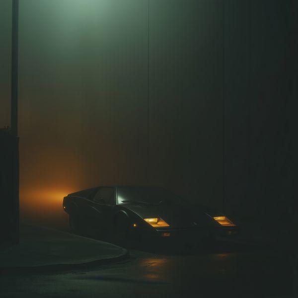 Legendary Lamborghini in a Foggy Street Free Image