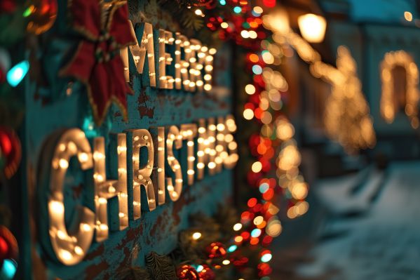 Merry Christmas Text Christmas Light Letters Free Image