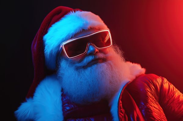 Modern Santa in High-End Glasses and Puffer Jacket Free Image
