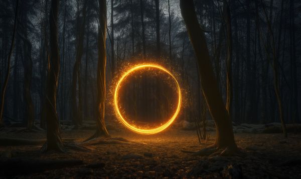 Mysterious Glowing Circle in the Forest Free Image
