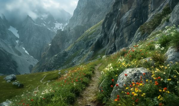 Narrow Path in the Mountains Free Image