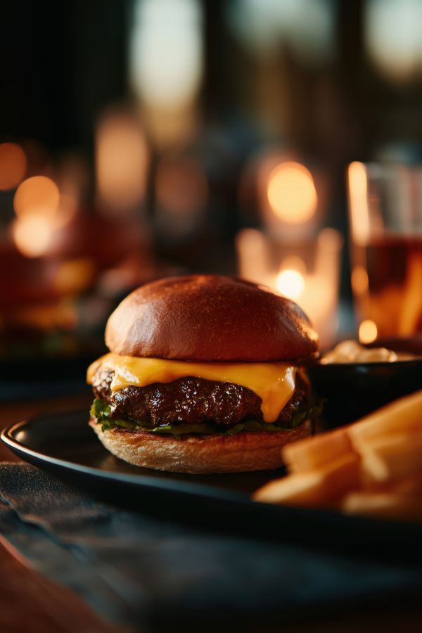 Fabulous Cheeseburger in Luxury Restaurant Free Image