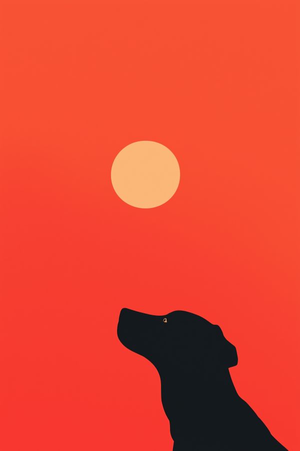 Silhouette of a Dog with the Sun Smartphone Animal Wallpapers Free Image
