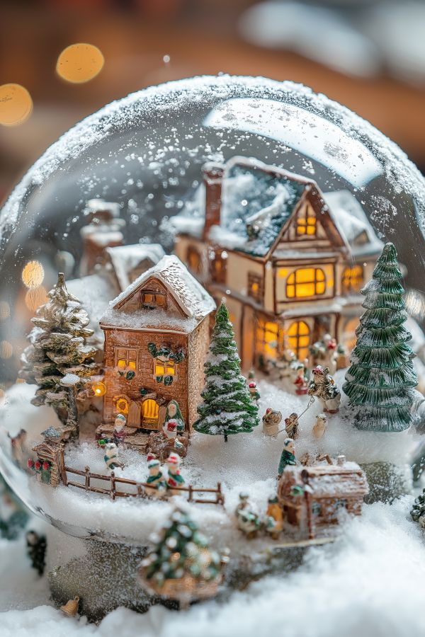 Small Village in a Snow Globe Free Image