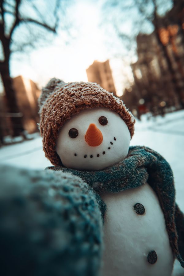 Snowman Taking a Selfie Free Image