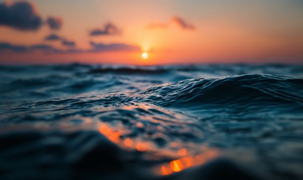 Sunset Sea Waves Free Image