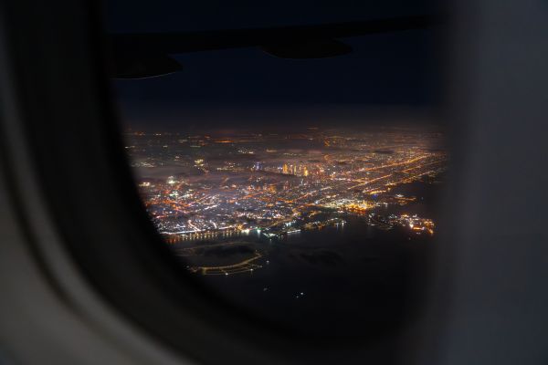 View From Airplane Window on Arrival to Dubai Free Photo