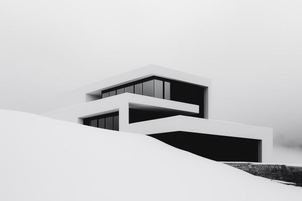 White Minimalist Modern Angular Villa Free Image