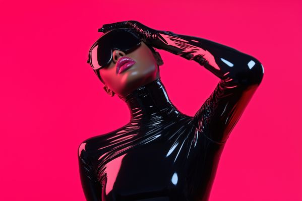 Woman in Glossy Catsuit Advertorial Portrait Free Image