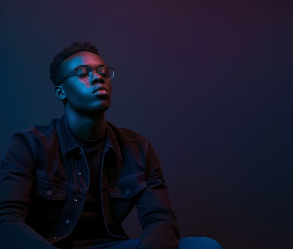 Young Man in Editorial Advertising Portrait with Space for Text Free Image